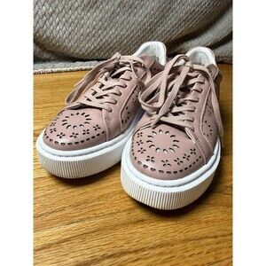 Ted Baker Women's Cwisp Laser Cut Platform Leather Sneakers Dusky Pink Sz 5.5